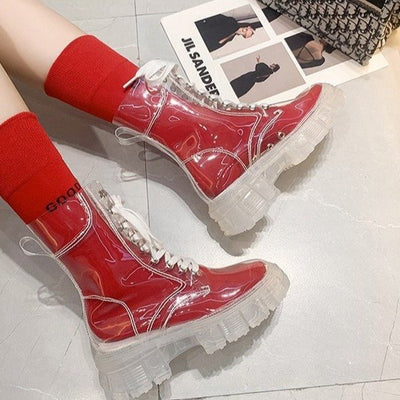 Botas Martin Transparentes con Suela Cristal y Cordones - Image 2