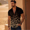 Camisa Elástica Estampado Leopardo de Cuatro Costados para Hombre