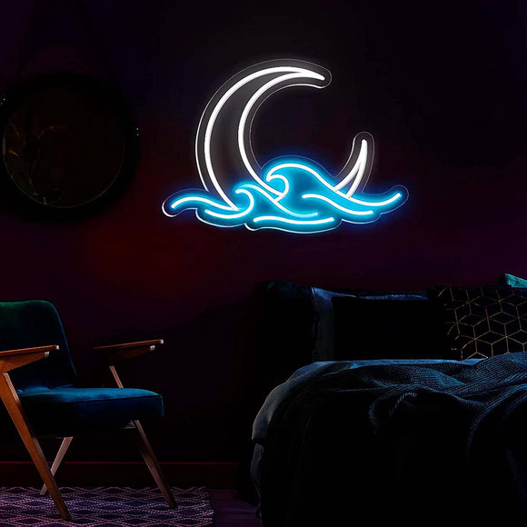 Lámpara Neon Luna para Habitación Infantil - Luz Nocturna Cálida