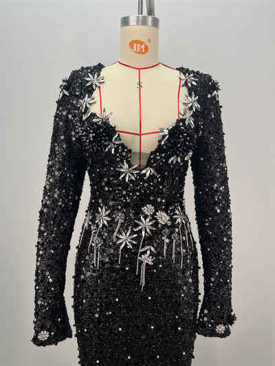 Vestido Largo de Lentejuelas Ajustado para Mujer - Image 9