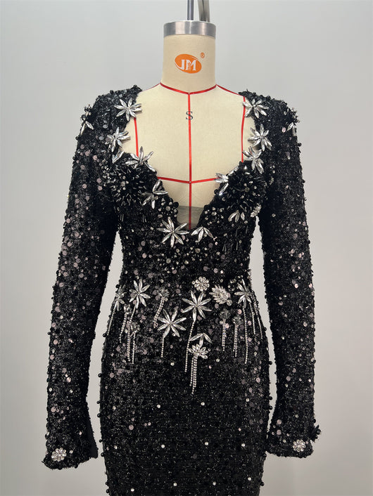 Vestido Largo de Lentejuelas Ajustado para Mujer - Image 9