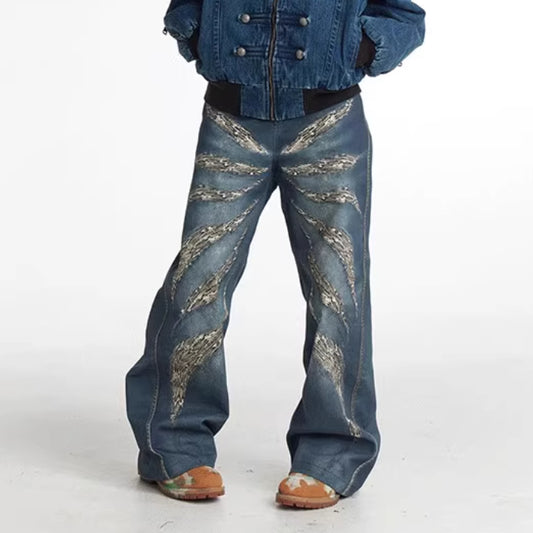 Jeans Holgados Estampado Leopardo 3D Digital Full Print