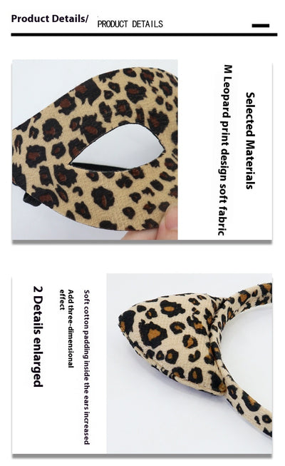 Conjunto de Máscara Media Cara y Diadema Estampado Leopardo para Halloween - Image 13