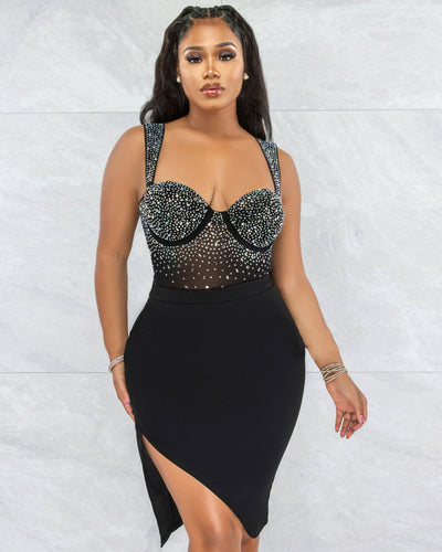 Conjunto de Dos Piezas con Strass, Espalda Descubierta en Dos Colores - Image 10