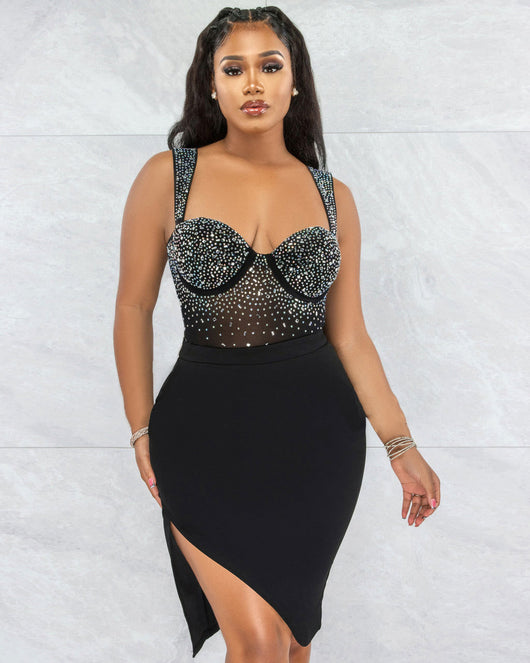 Conjunto de Dos Piezas con Strass, Espalda Descubierta en Dos Colores - Image 10