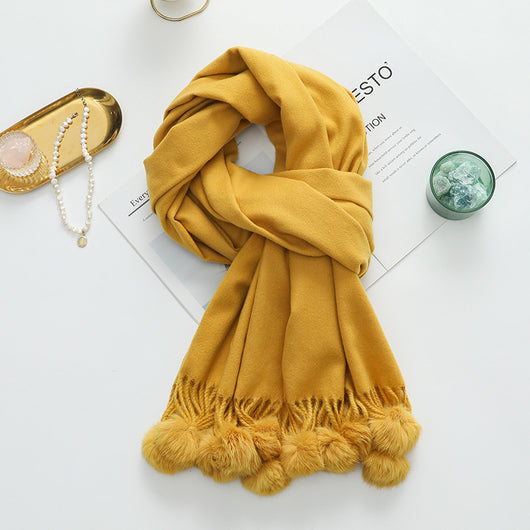 Capa Elegante para Mujer con Pompones - Mezcla de Cachemira y Lana - Image 15