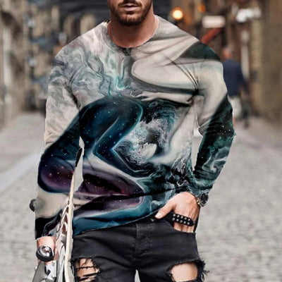 Playera Suelta de Cuello Redondo con Estampado Digital de Manga Larga - Image 10