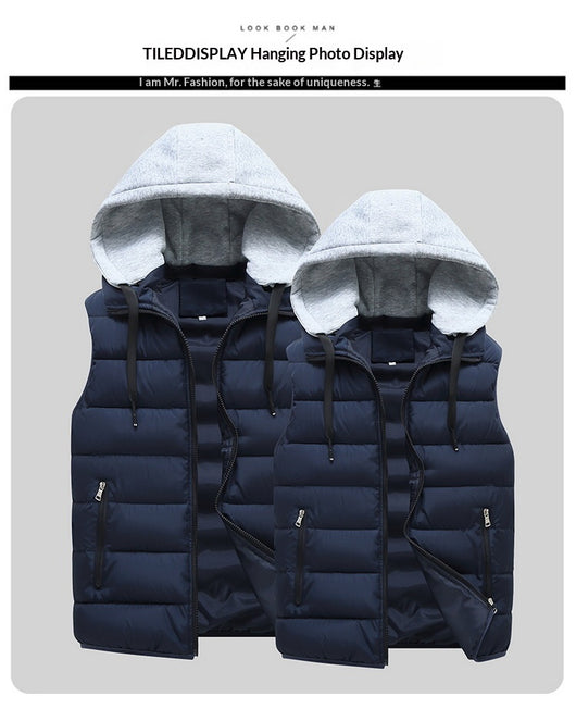 Chaleco Abrigo Invierno Hombre Corte Amplio con Capucha - Image 14