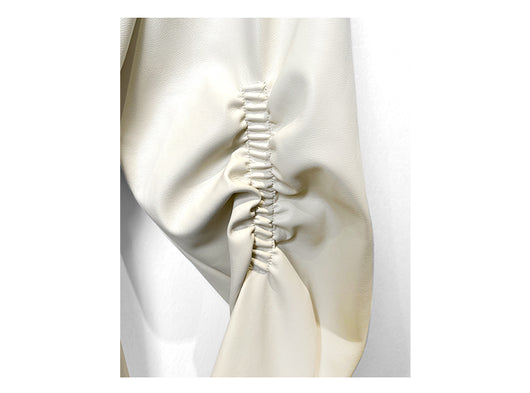 Blusa Retro de Cuero PU con Cuello Puntiagudo para Mujer - Image 10