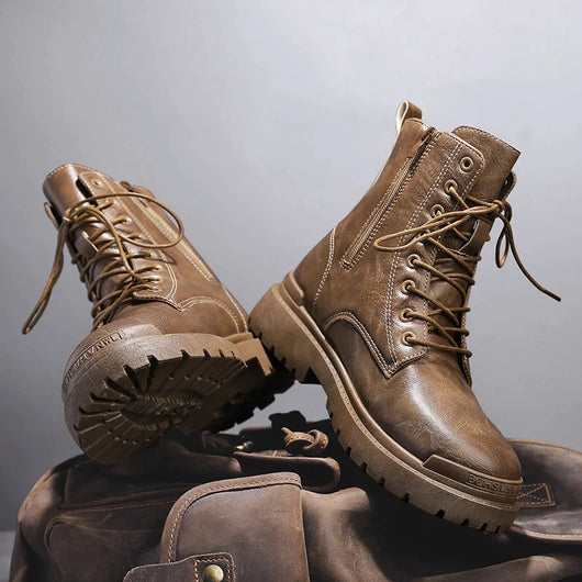 Botas de Trabajo Retro Plataforma Alta en Cuero - Estilo Británico Ciclista - Image 7