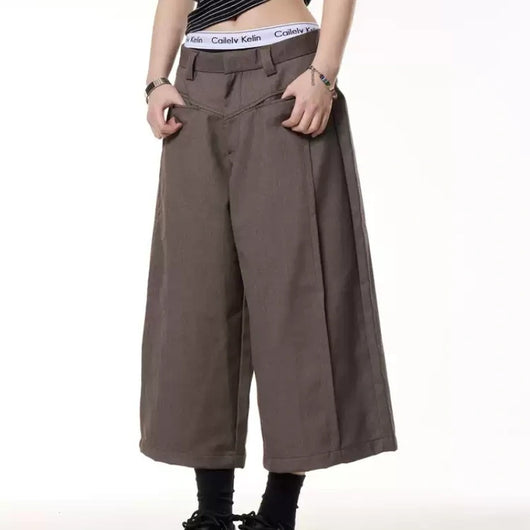 Shorts Casuales Retro con Costuras Sueltos para Primavera y Verano Mujer