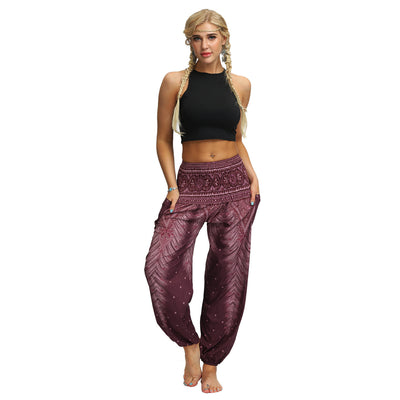 Pantalones Yoga Sueltos Estampado Floral Pierna Ancha Largos - Image 14