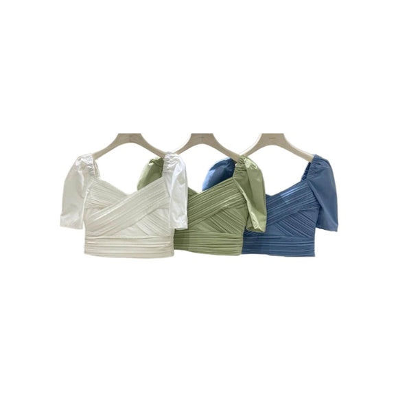 Blusa Escote Descubierto Estilo Francés Colores Lisos