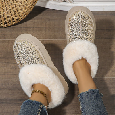 Pantuflas Invierno Mujer con Lentejuelas y Suela Gruesa Acolchada - Cálidas para Casa y Exterior - Image 6