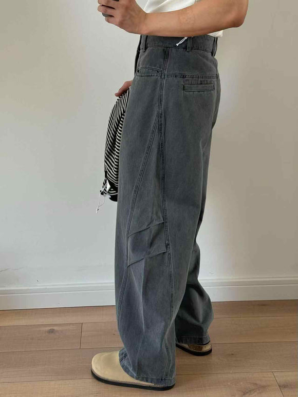 Calça Casual Plissada com Corte 3D - Jeans Branco Versátil