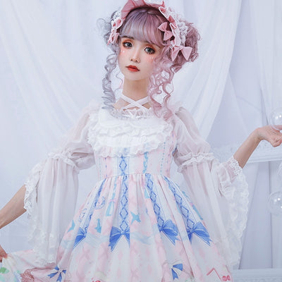 Blusa Chiffón Cuello Cruzado con Mangas Acampanadas - Top Lolita Elegante para Verano - Image 14
