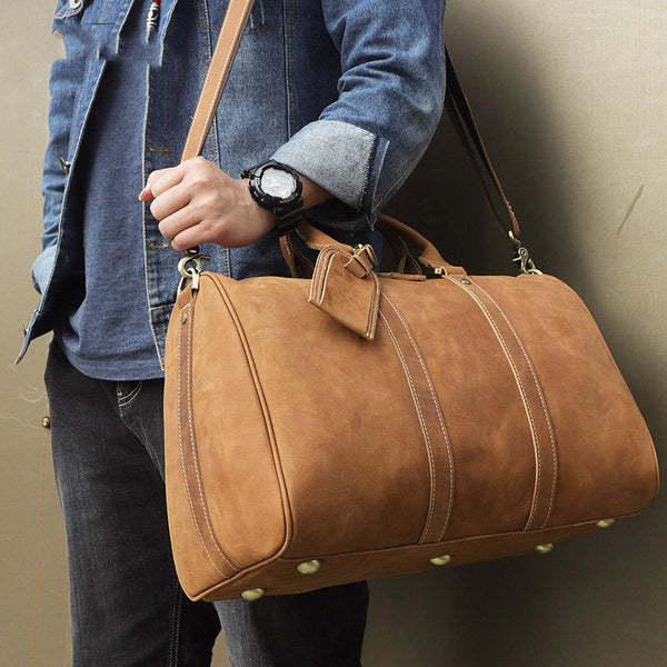 Bolsa de Viaje en Cuero Vintage Desgastado para Hombre