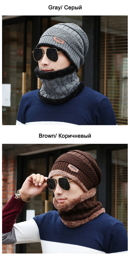 Gorro de Lana Tejida con Bufanda Cruzada Cuello Cálido - Image 13