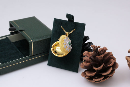 Collar Colgante Copo de Nieve en Plata 925 y Oro Verde con Portafoto - Image 4