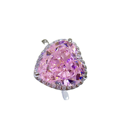 Anillo de Corazón en Plata Esterlina con Diamante de Alto Carbono Corte Hielo - Image 3