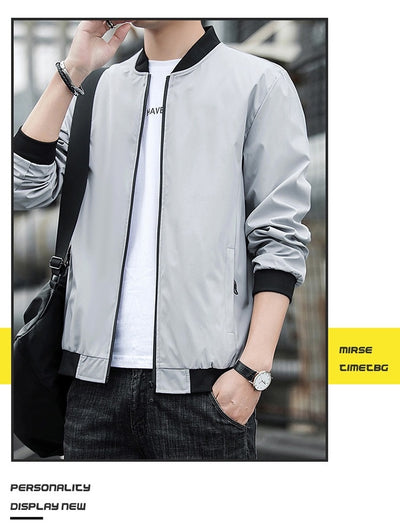 Chaqueta Hombre Primavera Otoño Cuello Alto Diseño Liso - Image 24