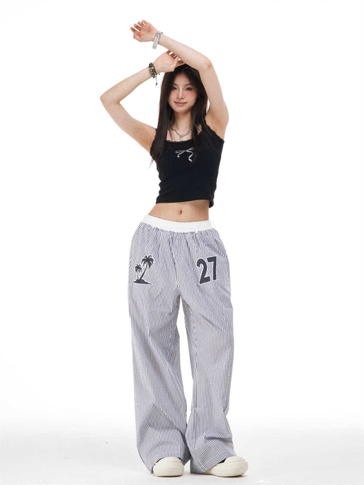 Pantalones Rectos Anchos con Rayas Verticales Bordadas - Efecto Adelgazante - Image 4