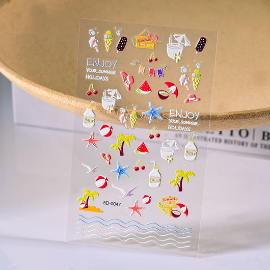 Pegatinas de Uñas 5D Relieve Oceano y Viento - Image 3