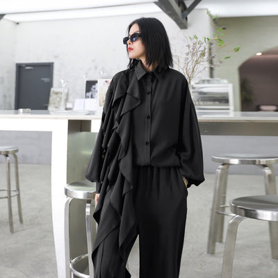 Conjunto de Pantalón Ancho y Blusa Lisa Mujer - Image 9