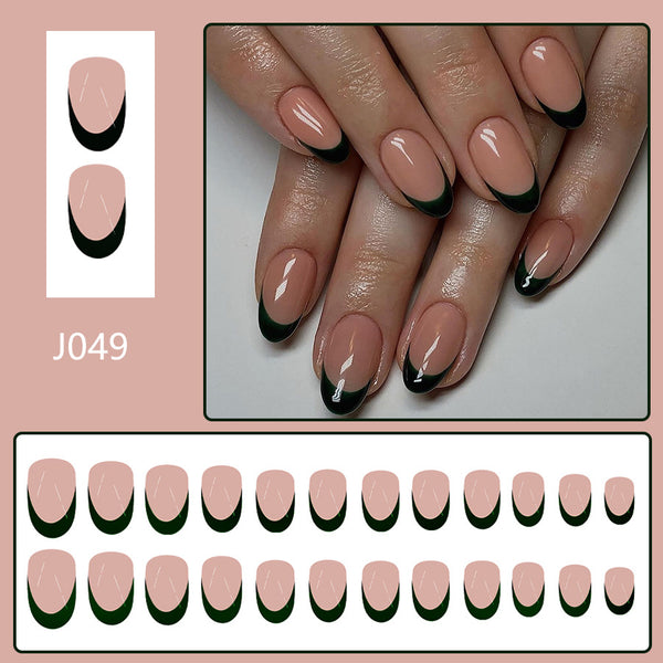 Uñas Postizas Francesas Negras - Set de 24 Piezas Multiusos