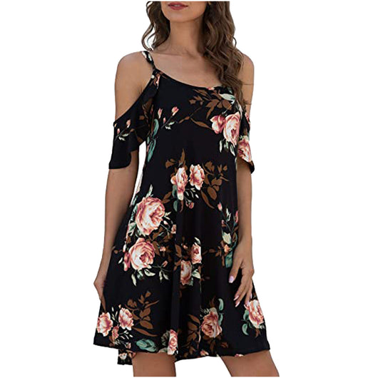 Vestido Slip Hombros Descubiertos con Estampado Digital - Image 4