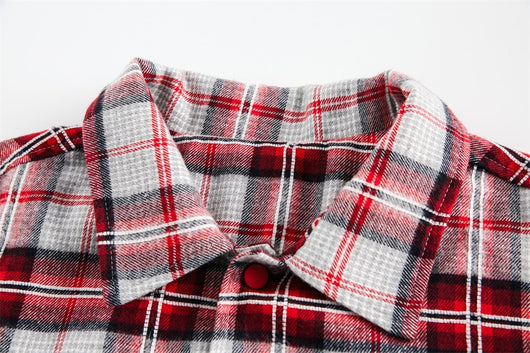 Camisa Tipo Jacket a Cuadros Holgada de Manga Larga Unisex - Image 11