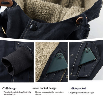 Abrigo de Algodón Cálido para Hombre con Cuello de Piel - Image 10