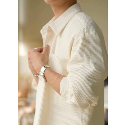Camisa Polo Texturizada Suelta Casual para Hombre - Image 14