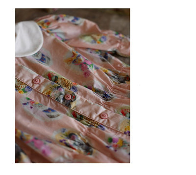 Blusa Infantil Blanca con Solapa y Estampado Floral - Image 3