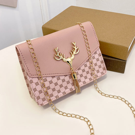 Bolso Crossbody Cuadrado Pequeño con Cadena y Detalle de Borla - Diseño Bicolor Elegante - Image 10
