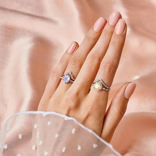 Anillo de Plata Esterlina 925 con Baño de Oro Rosado Diseño Gota de Agua