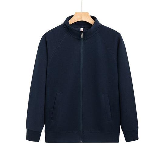 Purple full-zip jacket with a stand-up collar, raglan sleeves, and front pockets, displayed on a hanger. - Image 31