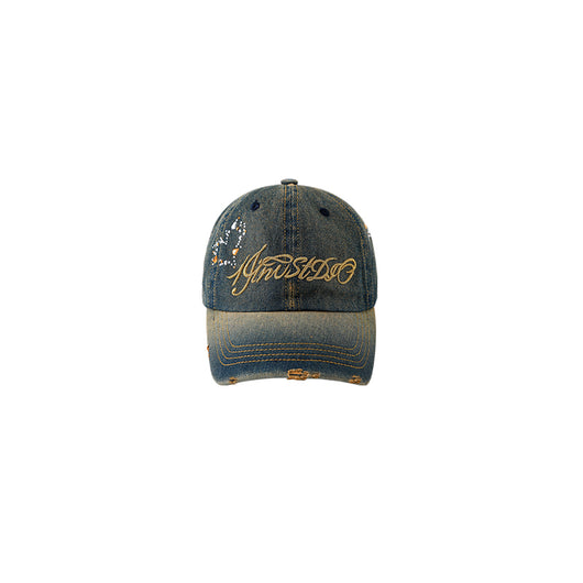 Gorra de Béisbol Retro Denim con Diamantes Bordados y Protección Solar - Image 8