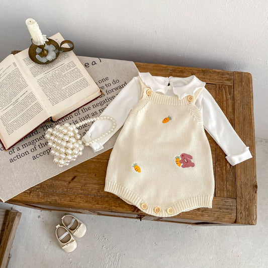 Cardigan Tejido para Bebé con Bordado de Conejo y Zanahoria Otoñal - Image 2