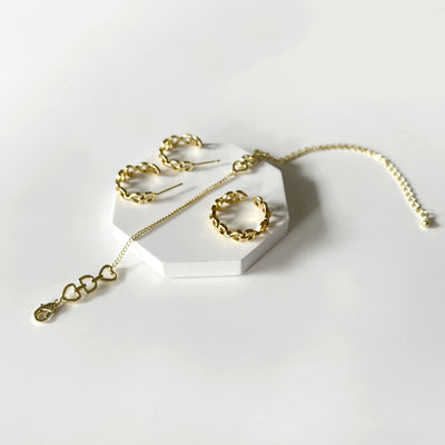 Conjunto de Joyería Minimalista Carta de Amor - Anillo, Pulsera y Aretes
