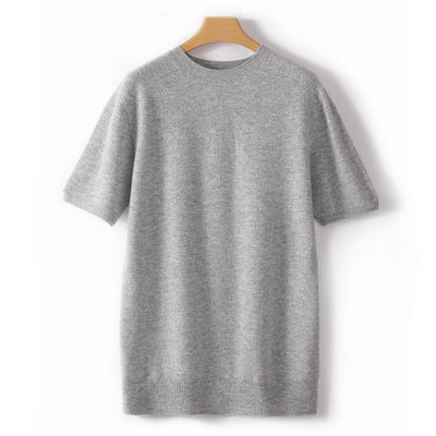 Suéter Tejido Manga Corta Hombre - Camiseta Casual Color Sólido - Image 9