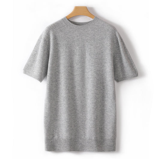 Suéter Tejido Manga Corta Hombre - Camiseta Casual Color Sólido - Image 9