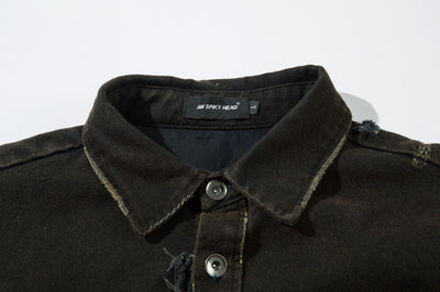 Camisa Denim Desgastado con Estampado Cruzado para Hombre - Image 11