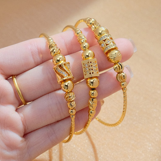 Pulsera Dorada de Esferas Africanas Árabe para Mujer - Image 4