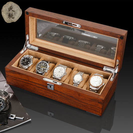 Caja Exhibidora de Relojes Mecánicos en Madera Sólida - 5 Compartimentos - Image 11