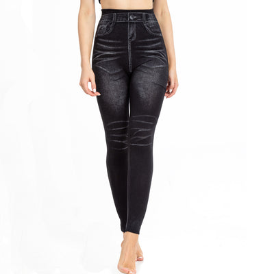 Leggings de Mezclilla Estampados con Pliegues - Comodidad y Estilo - Image 9