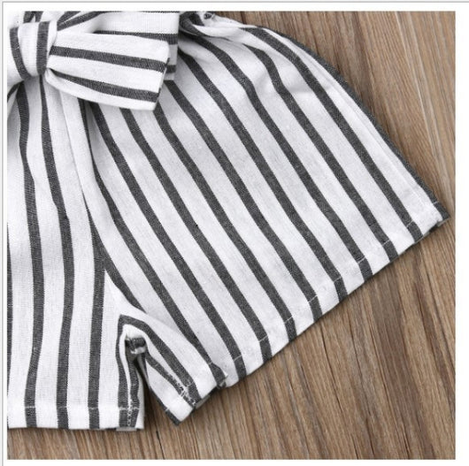 Vestido Infantil de Una Pieza con Tirantes y Rayas - Image 9