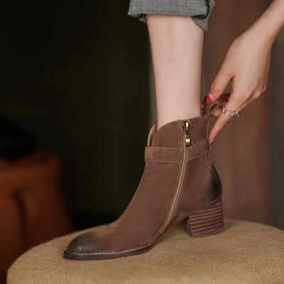 Zapatos de Tacón Medio con Cremallera Lateral y Punta Redonda para Mujer - Image 19