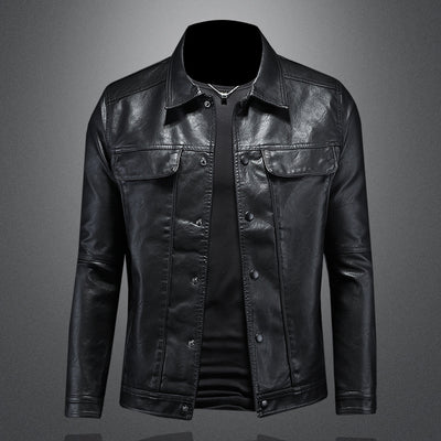 Chaqueta de Cuero para Motociclista con Solapa Clásica - Image 10