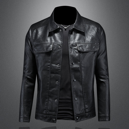 Chaqueta de Cuero para Motociclista con Solapa Clásica - Image 10
